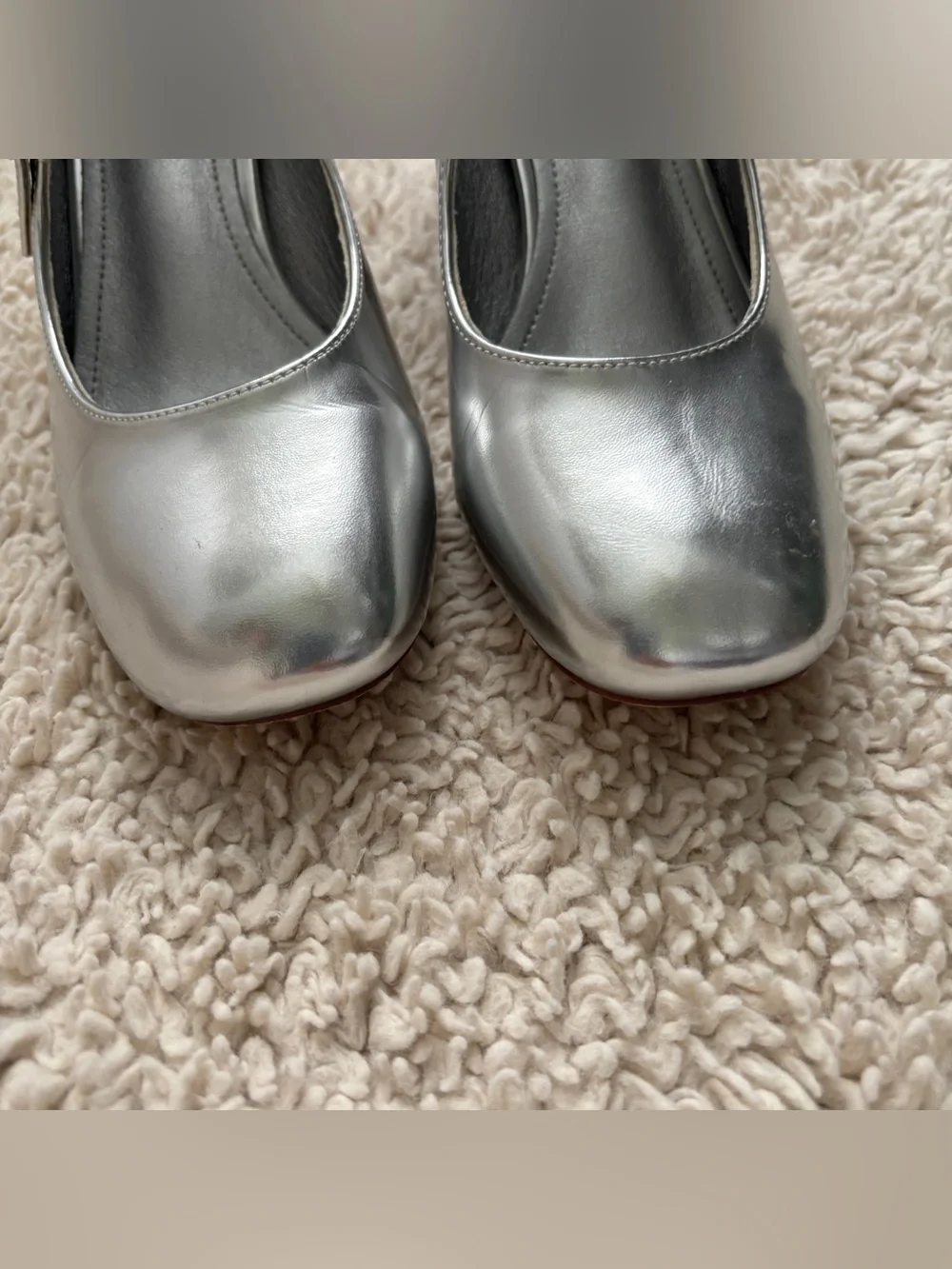 Cider Metallic Silver Double-Strap Mary Jane Block Heels